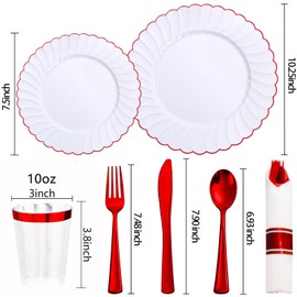 YOUBET 350PCS White Scalloped Plastic Plates for Weddings