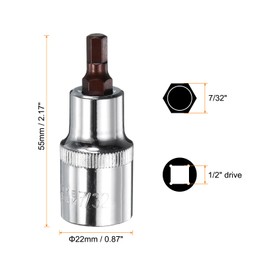 HARFINGTON 3pcs 7/32" Hex Bit Socket 1/2" Square Drive SAE Extension Impact Bit Power Nut Driver Set S2 & CR-V Steel Socket Ratchet Wrench Bits