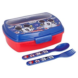 OM SUPPLIES Mickey Cartoon Characters Children Lunch Sandwich Box Container with Plastic Spoon and Fork, Great for School or Picnic (Mickey)