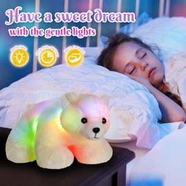 BSTAOFY Light up Polar Bear Stuffed Animal LED Night Light Soft Plush Toy Glow Gift for Kids on Christmas Birthday, 11'', White