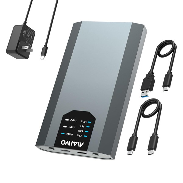 MAIWO Dual NVMe SSD Enclosure with Offline, USB3.2 GEN2X2 10Gbps,Support