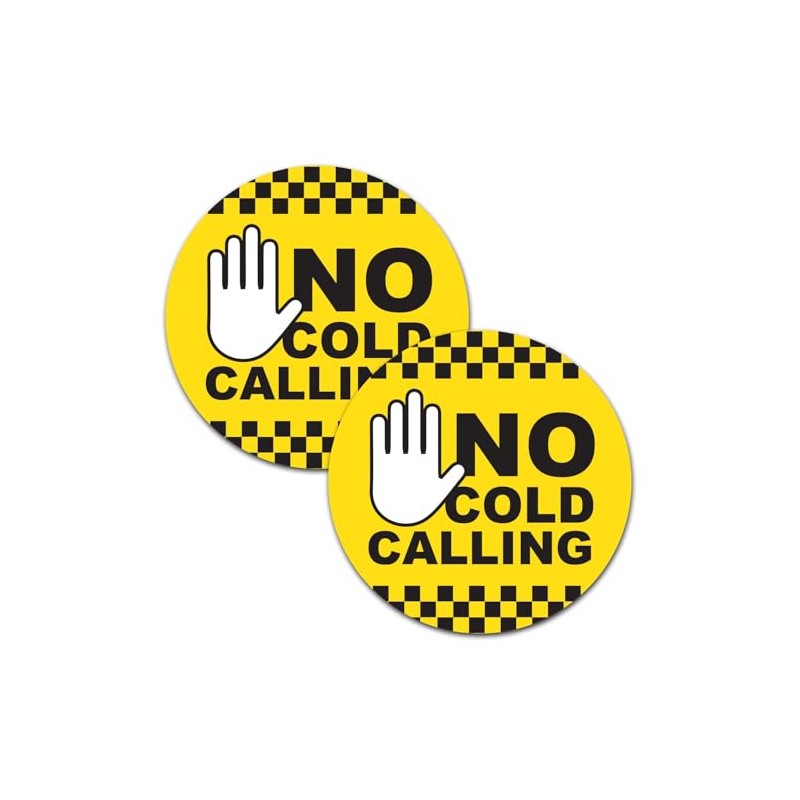 SAFESIGN (2 Pack) No Cold Calling Round Vinyl Sticker for
