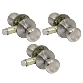3 Pack of Pro-Grade Classic Mobile Home Passage Door Knob Hall and Closet Handle, Satin Nickel