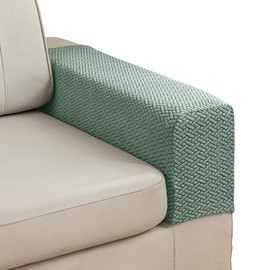 Stlemiko Couch Sofa Arm Chair Covers Set of 2 Polyester Stretch Arm Rest Covers for Sofa Recliner Chair Arm Covers Protectors with Twist Pins (Green,M)