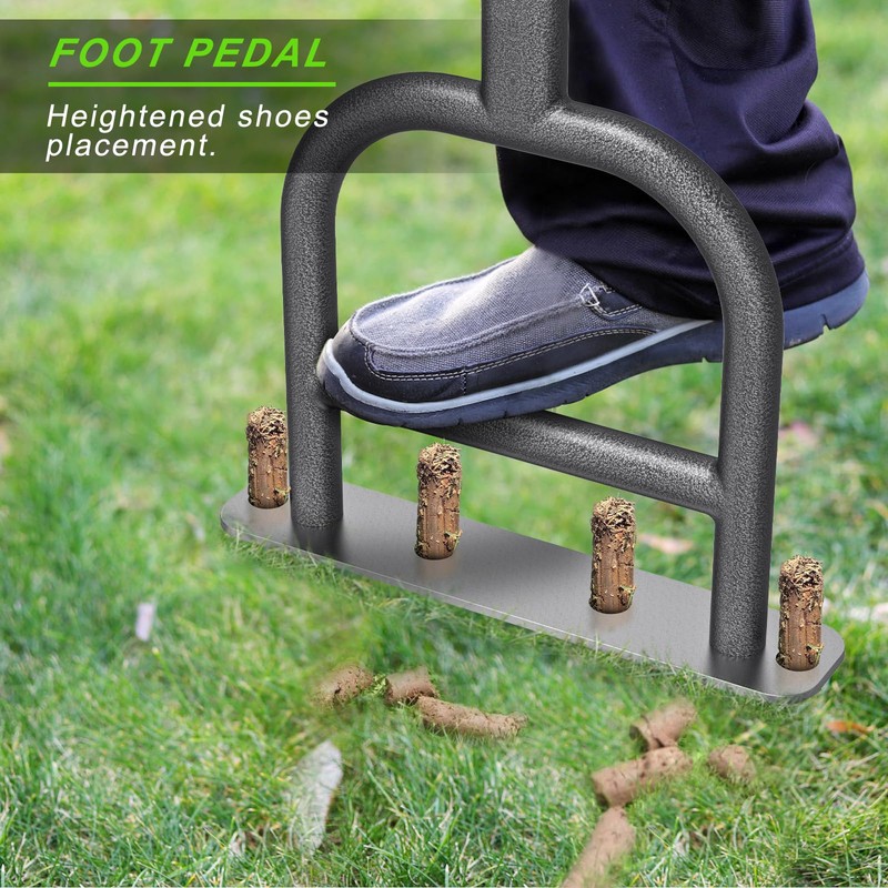 Dolibest Lawn Coring Aerator, Stainless Steel 4 Corer Plug Aerator