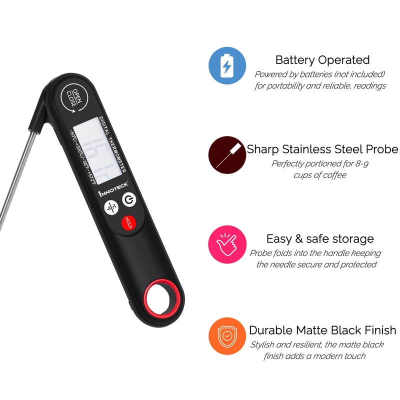 Innoteck Essentials Digital Meat Thermometer for Cooking, BBQ, and Air