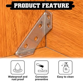 20PCS Universal Stainless Steel Furniture Corner Connector, Trapeziform Corner Braces with 70PCS Screws, Angle Fastener Corner Brackets, Metal Angle Brackets for Wood Furniture Corner Connector