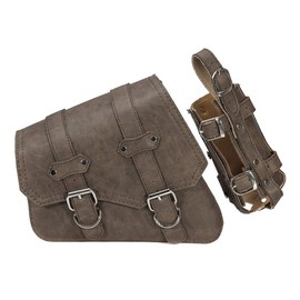 ihreesy Universal Motorcycle Saddlebag, PU Leather, Brown