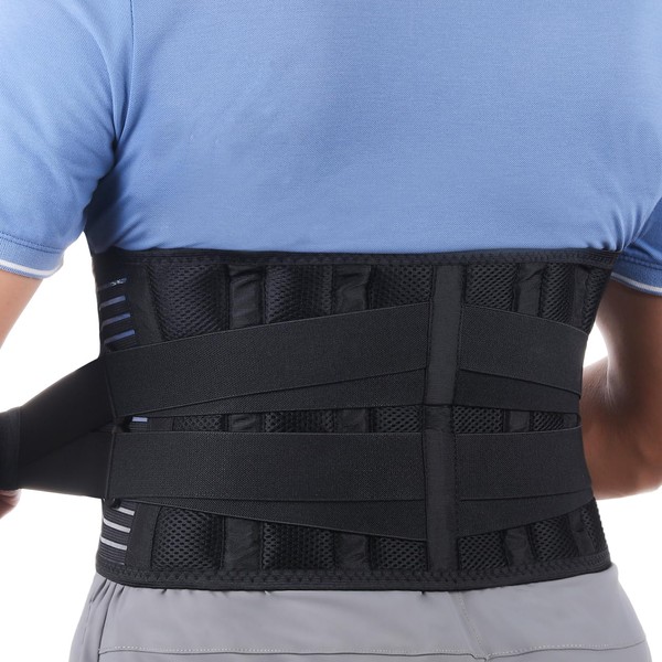 Teyssor Back Brace, Breathable Back Support Belt, Adjustable Back Support, Lumbar Support with 6 Stands for Men and Women
