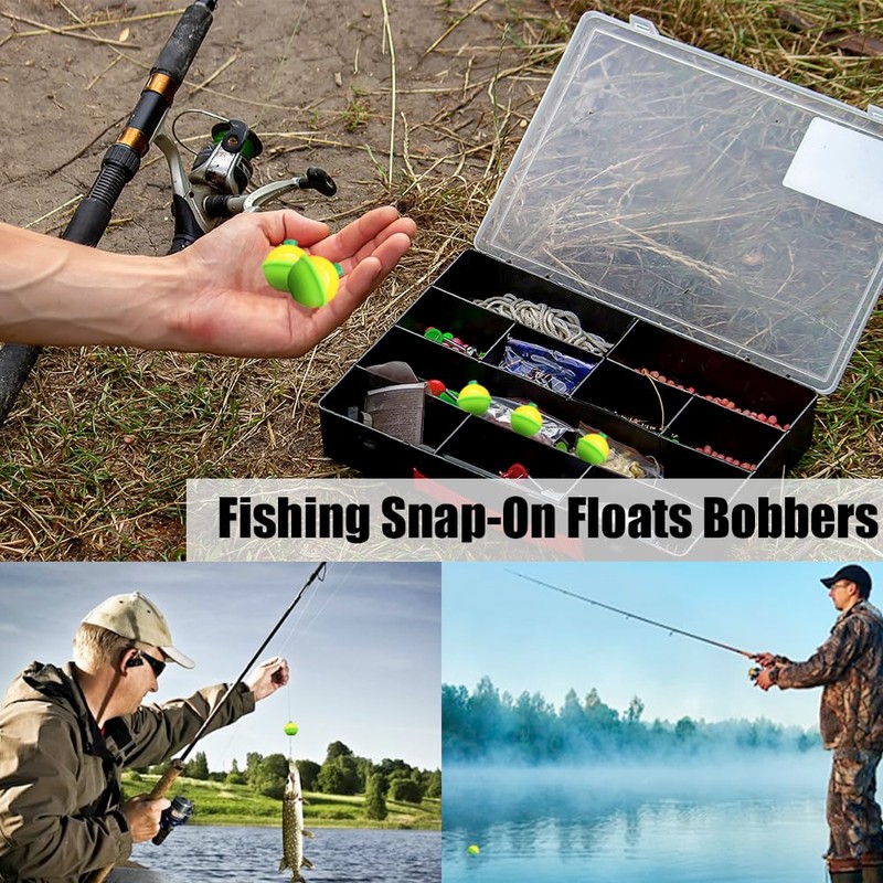 PmLwakiR 20 Pcs Fishing Snap On Floats Bobbers 5 Size