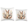 Cute Pink Easter Bunny Throw Pillow