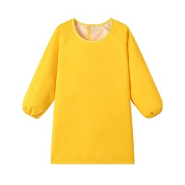 Cielary Kids Art Smocks Waterproof Painting Apron, Long Sleeves Crafting Artist Smock for Toddlers 3-10 Years (Yellow, M(3-6 Years))