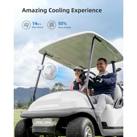 Koonie Portable Clip on Fan, 8-Inch 10000mAh USB Rechargeable Battery Operated, 4 Speeds, Strong Airflow, Sturdy Clamp for Office Desk Golf Car Outdoor Travel Camping Tent Gym Treadmill