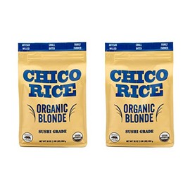 Chico Rice - Blonde California Japonica Calrose Medium Grain Rice - 100% Organic, Vegan, Gluten Free, Haiga Mai - 30 oz. (2 Pack)