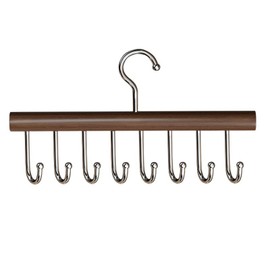 LERTREEUK 360 Degree Rotating Wooden Hanger Belt Hanger, 8 Hooks Bra Ties Scarf Tank Tops Storage Organiser Space Saving Hook (Coffee)
