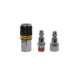 DEWALT 3pc 1/4-Inch NPT Industrial Coupler (1pc) & Plug (2pcs) Kit (DXCM036-0207)