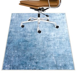 Office Chair Mat, 48”X60” Non-Slip Backing Desk Chair Mat for Hardwood Floor,Heavy Duty Computer Chair Mat,Low Pile & Smooth Gliding Floor Mat for Office Chair, Easy to Clean Office Rug(Blue-White)