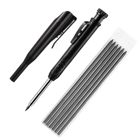 Tomtary Carpenters Pencil, Mechanical Carpenter Pencils with 6 Refills, Deep Hole Making Pencil with Built-in Sharpener Long Nosed Construction Pencil for Woodworking Drawing Scribing