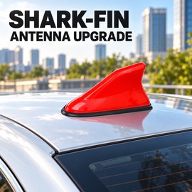 2 Pack Universal Shark Fin Car Roof Antennas with AM/FM Cable, ABS Carbon Fiber Look, No-Drill Replacement Aerials