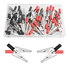 XINGYHENG 50pcs 2 Kinds Metal Alligator Clips Crocodile Clamps Electrical Test Clamps with Black and Red Plastic handle for Laboratory Electric Testing Work