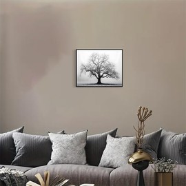 ARTZIO Black and White Wall Art - Tree of Life Canvas Print, Framed Nature Landscape Decor, 12x16 Inch Ready to Hang, Modern Farmhouse Office, Bathroom, Bedroom, Living Room Wall Decor