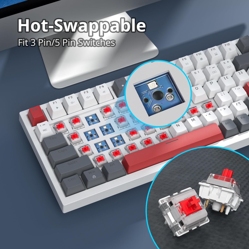 Guffercty kred 75% Percent Mechanical Keyboard with Knob, Gasket Mouted