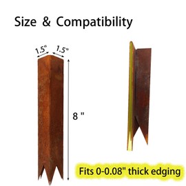 MerxCompro 4Pcs 90° Cor-Ten Steel Landscape Edging Connector Clips, Rust-Resistant & Durable, Ideal for 8" Lawn Edging, Perfect for Gardens, Paths, and Yards