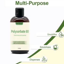 Polysorbate 80, 200g Sorbitan Oleate Emulsifier – 100% Pure Cosmetic Grade Solubilizer for Bath Bombs, Skincare, Lotions, Body Washes, DIY Beauty Projects