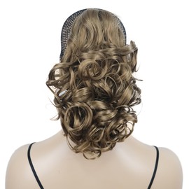 Lydell 12" Curly Wavy Ponytail Hairpiece Styled Clip In Claw Synthetic Hair Extension (Golden Reddish Brown)