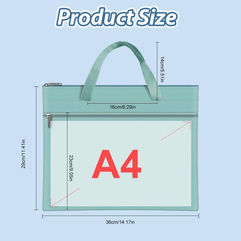 Document Bag A4 Colourful Student, Waterproof Document Bag Zip with