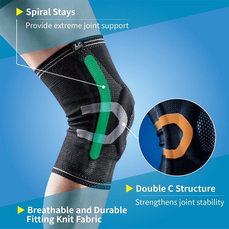 LP SUPPORT X-TREMUS 170XT Kompressions-Kniebandage (Kniestütze), Größe:S, Farbe:schwarz