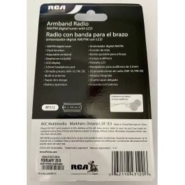 RCA AM/FM Radio Adjustable Armband Digital Tuner LCD Clock & Earphones