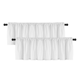 Deztibos - 2 paneles de cenefas de cortina de color blanco festivo, cortinas cortas para decoración de ventanas de cocina, baño, lavandería, 52 x 18 pulgadas con bolsillo para barra