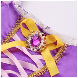 Rapunzel In The Tower, Long-Haired Princess, Princess Dress, Cosplay, Girls, Birthdays, Christmas, Gift, Luxurious 7-Piece Set, Purple, 110