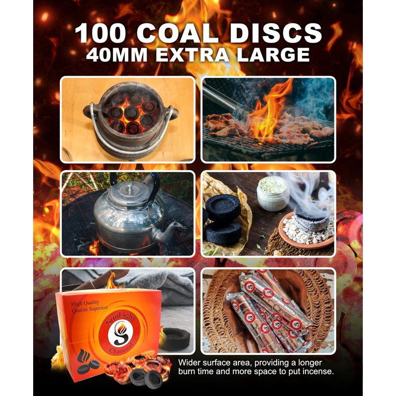 Sunlight® Charcoal Tablets for Incense – Quick Light Coal Tablets