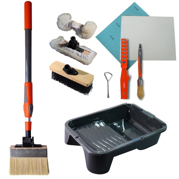 PinStone 13pcs Deck Stain Brush Kit - 7" Adjustable Deck