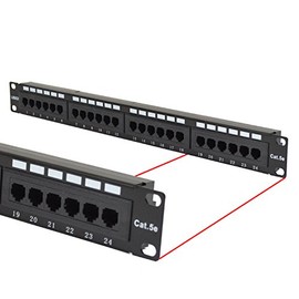 Best Cat5e 24 Port Patch Panel Ethernet Network LAN RJ45 UTP 1U Rack Mount 110