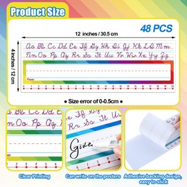 AmazingSpark 48 Pcs Alphabet Desk Nameplates 12 x 4 Inch Number Line Standard Name Plates, Self Adhesive Alphabet Name Plates Waterproof Desk Name Tags for Classroom School Student