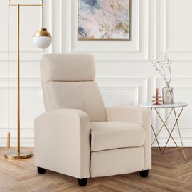 FDW Recliner Chair Massage Chair Reading Chair Reclining Sofa Home Theater Seating with Lumbar Support Massage and Padded Backrest for Living Room and Bedroom (Textile, Beige)