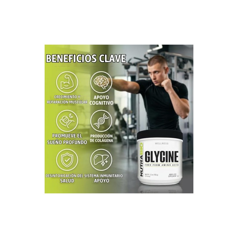 NutraBio Glycine Powder - Free Form Amino Acid Supplement -