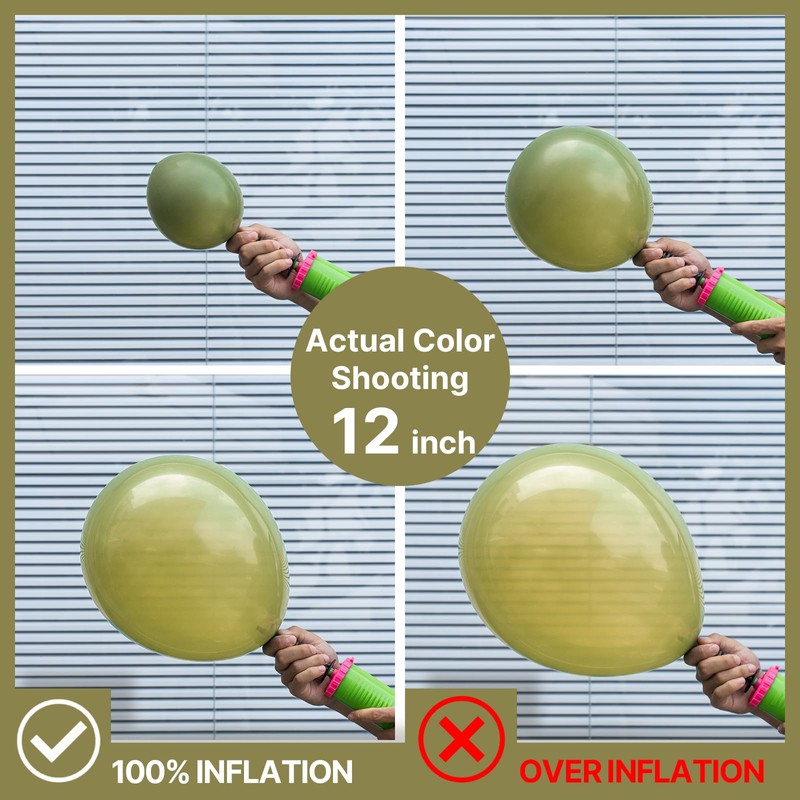 PartyWoo Sage Green Balloons 120 pcs Olive Balloons Different Sizes