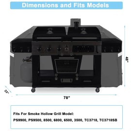 FORYEYC 79 inch Grill Cover for Smoke Hollow 4 in 1 Charcoal Combo Grill PS9900, Pit ...