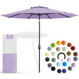 Midtown Umbrellas 10-Year-No-Fade - 8 Ft - UV Proof Purple Polyester Fabric - Umbrella Outdoor Patio, Auto-Tilt Aluminum Frame Patio Umbrella for Garden, Pool & Deck - Black Pole