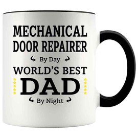 Funny Father's Day Gift For MECHANICAL DOOR REPAIRER Dad 11oz Accent Mug, MECHANICAL DOOR REPAIRER By Day, Dad By Night