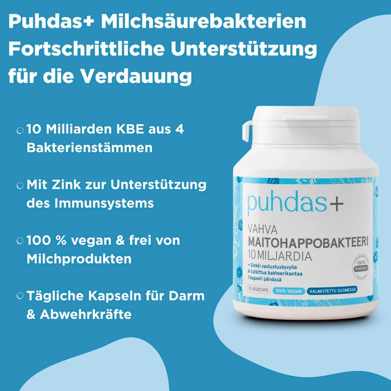 Puhdas+ Strong Lactic Acid Bacteria 10 Billion 75 Capsules