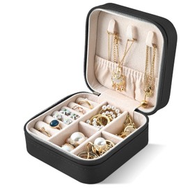 Larkumio Schmuckkästchen Mädchen Herren Reiseschmuckästchen, Schmuckaufbewahrung Reise Schmuckkasten Schmuckschatulle Klein Schmuck Reiseetui Jewelry Organizer für Haargummi Ohrring, Schwarz