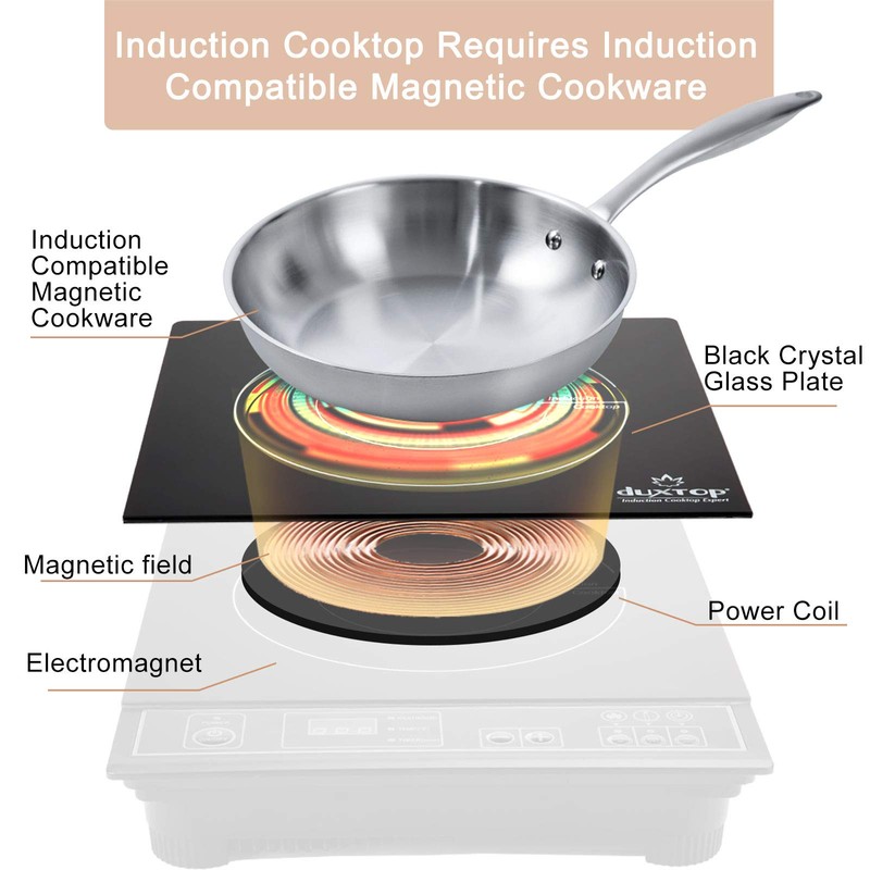 Duxtop 1800W Portable Induction Cooktop Countertop Burner, Silver 8120MC/BT-180G3