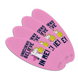 Unicorns Believe in Me Funny Humor Double-Sided Oval Nail File Emery Board Set 4 Pack