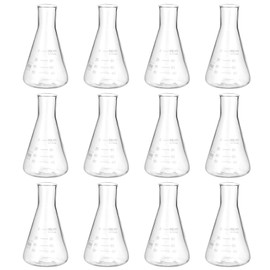 PATIKIL Erlenmeyer Flask, 12 Pcs 100ml 3.4oz Narrow Mouth Graduated Flasks Borosilicate Glass with Printed Graduation for Lab Experiment Chemistry Science Study