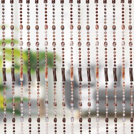 BECHAEO Beaded Curtain for Doorway Acrylic Door Beads Hanging Room Divider Boho Rustic Home Shop Window Decor, Caramel Marble 35.5" x 78"
